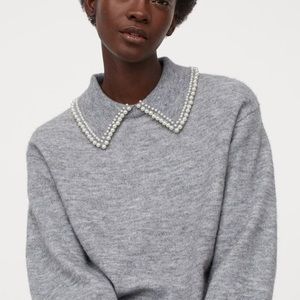 BNWT H&M CONSCIOUS PEARL COLLARED SWEATER
